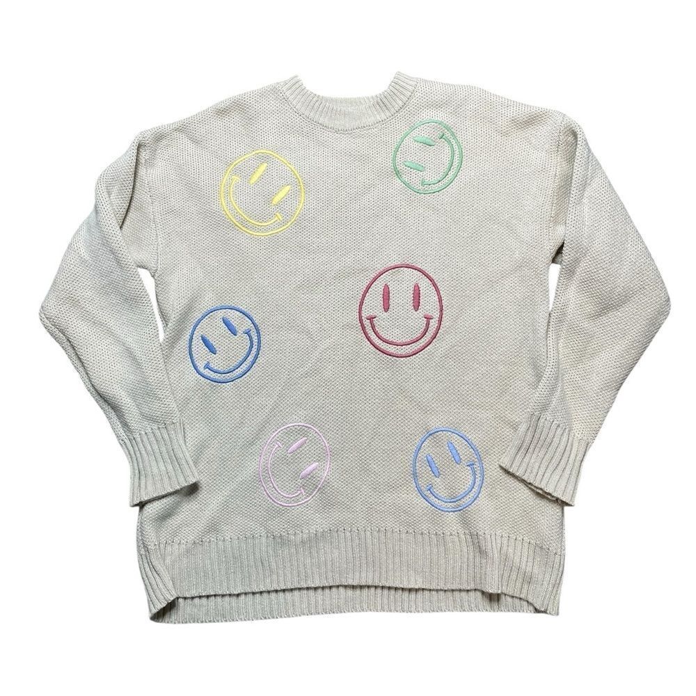 EARTHBOUNDโSmiley Face Sweater Cream Size Small